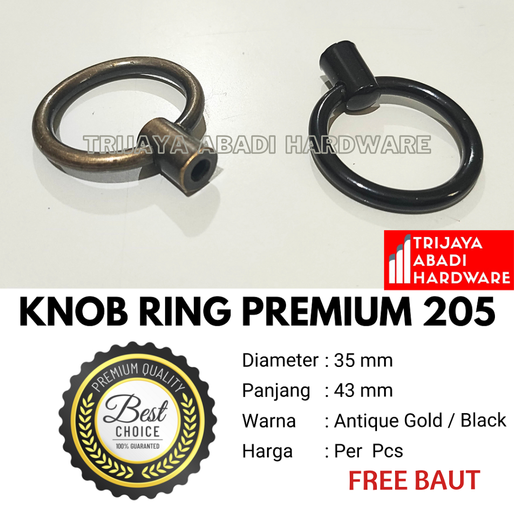 Knob Ring Premium 205 - Tarikan Lemari Laci Kabinet Solid