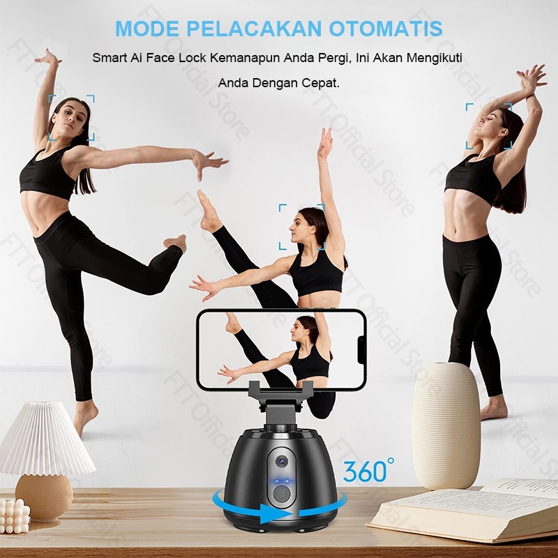 [BISA COD] FTT F4 Auto Face Tracking Gimbal Handphone Stabilizer 360° Gimbal Tripod with Remote Auto Tracking Phone Holder Kamera Penginderaan Sudut Lebar untuk Vlogging, TikTok, dan Streaming untuk IOS/ANDRIOD SISTEM-3