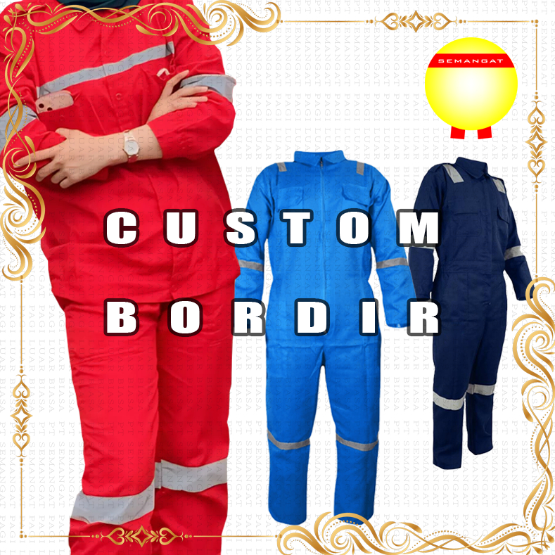 Custom Bordir Seragam / Wearpack Proyek Safety / Pakaian Kerja