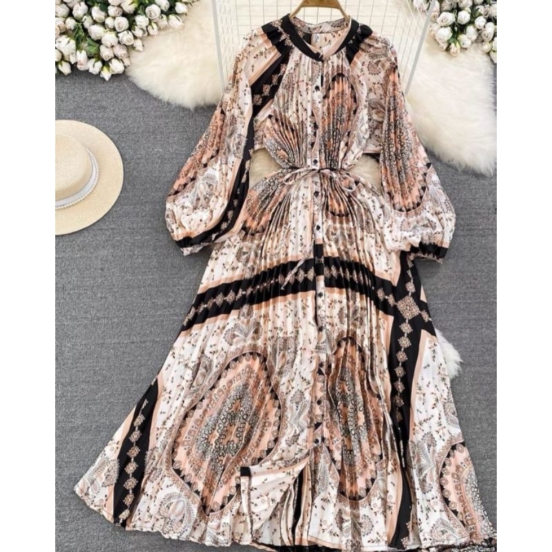 ZARA gamis dress plisket BKK import premiun katun silk busui full