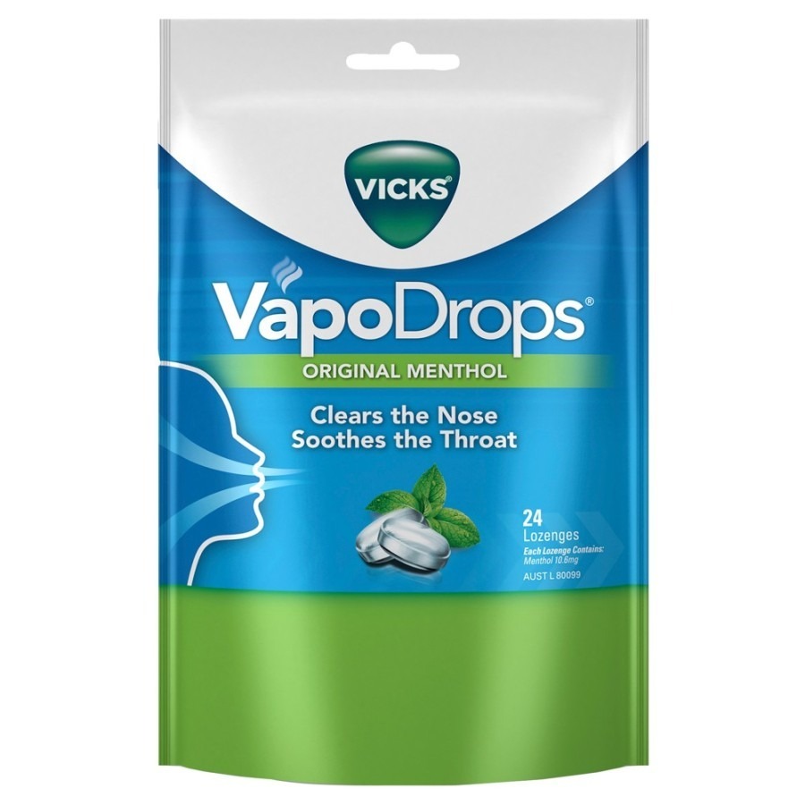 

vicks vapodrops cooling peppermint original menthol isi 24 lozenges