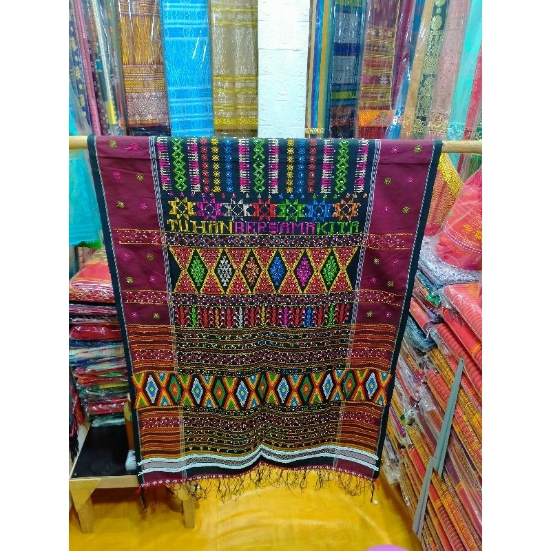 Ulos Sadum Toba Motif Angkola Sipirok Bonggit +Ulos Sadum Hitam Sisi Maron