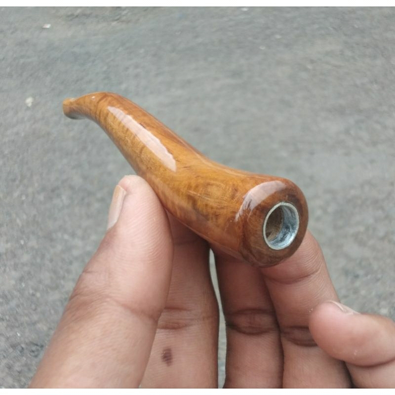 pipa once kayu jati berbentuk lengkung mesra,,,,,berukuran 10 cm,,,berdiameter 1,5 cm,,,,,dengan lub