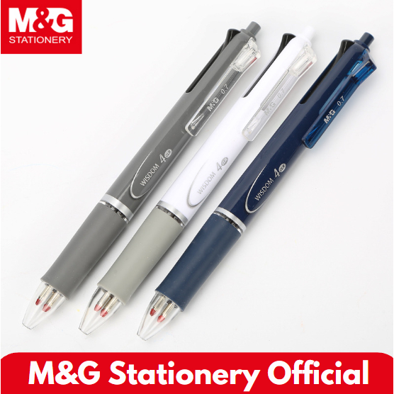 

M&G Ballpoint Pulpen Cetek Semi-Gel 0.7 mm Super Smooth Non-Slip Grip Desain Elegan 4 Warna Hitam Biru merah Hijau #ABP803R4