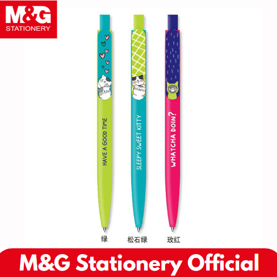 

M&G Metal Retractable Ball Pen 4 Warna 0.7 mm Tinta Hitam/PCS - So many cat kucing #ABP20180