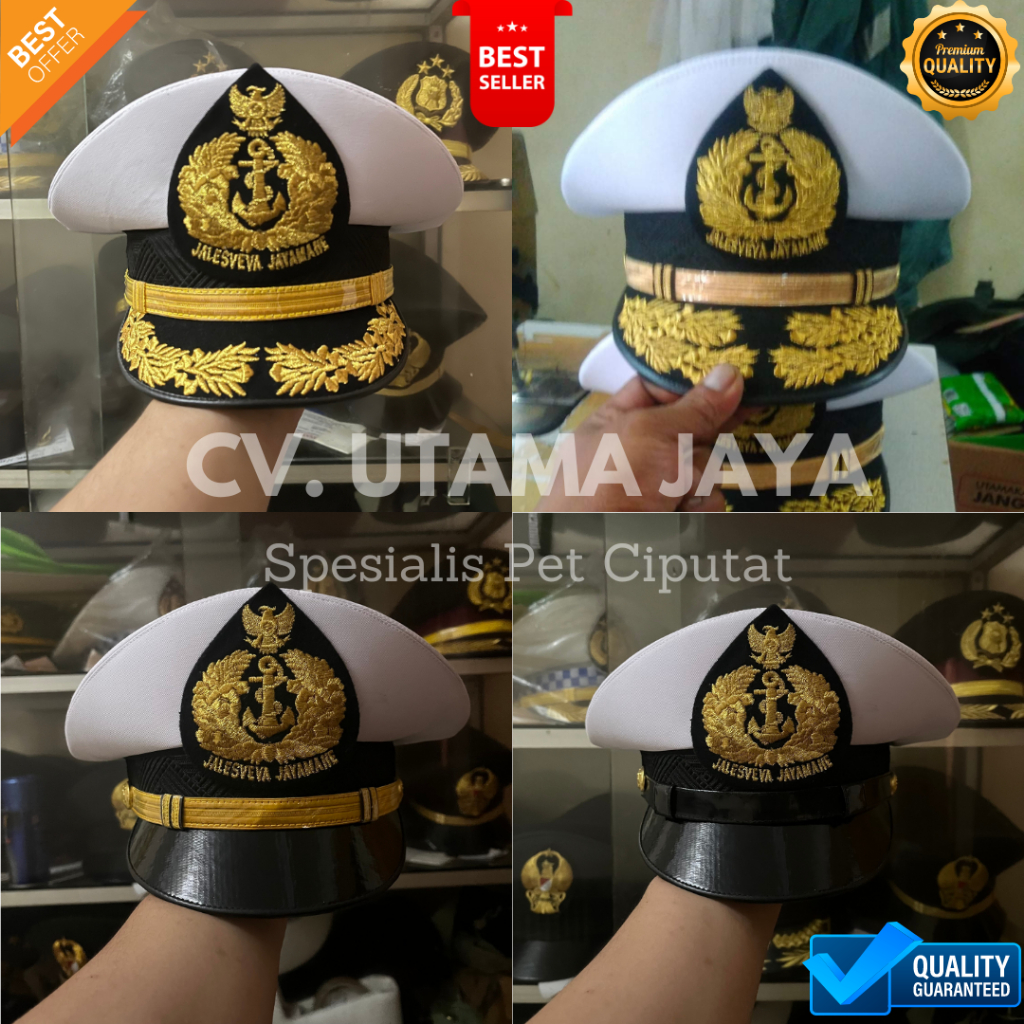 Topi Pet PAMA TNI AL PRIA Tamtama Bintara PAMA PAMEN PATI Perwira Pertama Menengah Tinggi Angkatan L