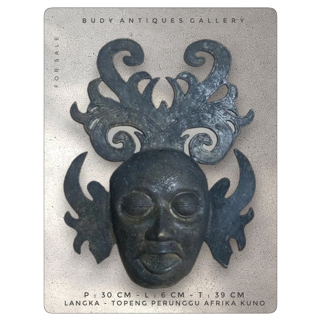 Pajangan Langka Topeng Perunggu Kuno Etnik Afrika Barat