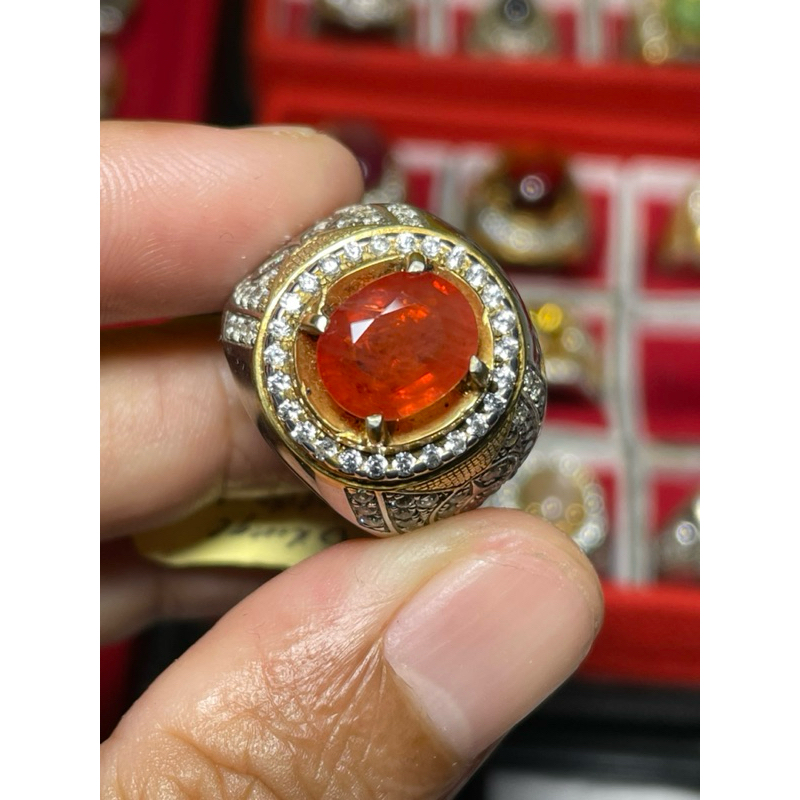 Natural Orange Sapphire Ring Perak + Memo