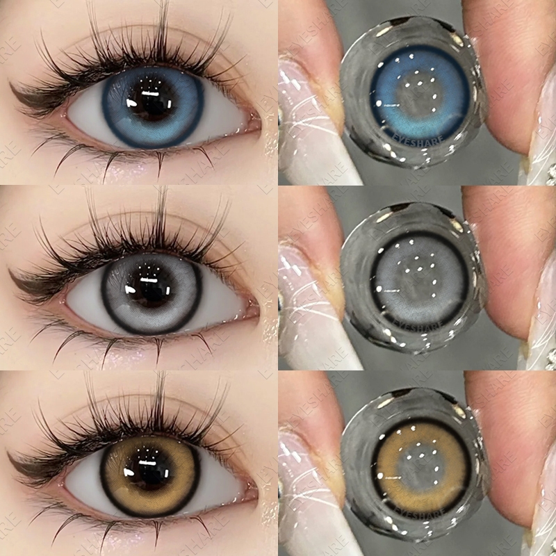 (COD)-Lensa Lembut Bubble Blue/Brown/Pink, 1 Pasang Lensa Kontak Warna 14.5mm, Lensa Kontak Reguler 