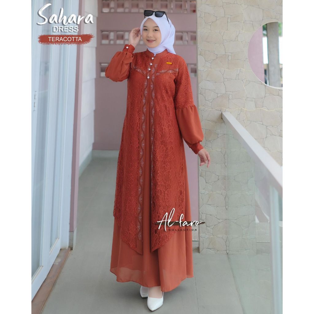 GAMIS DRESS  SAHARA BROKAT BY ALFARO MOTIF MIX POLOS CRINGKEL PREMIUM HANGOUT WORKWEAR COLLEGE STYLE