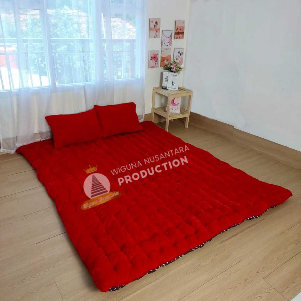 RB KASURKU Kasur Gender Bulu Rasfur 200 x 200 x 10 cm Plus 2 Bantal Muat 3 Orang Kasur Lantai Bulu