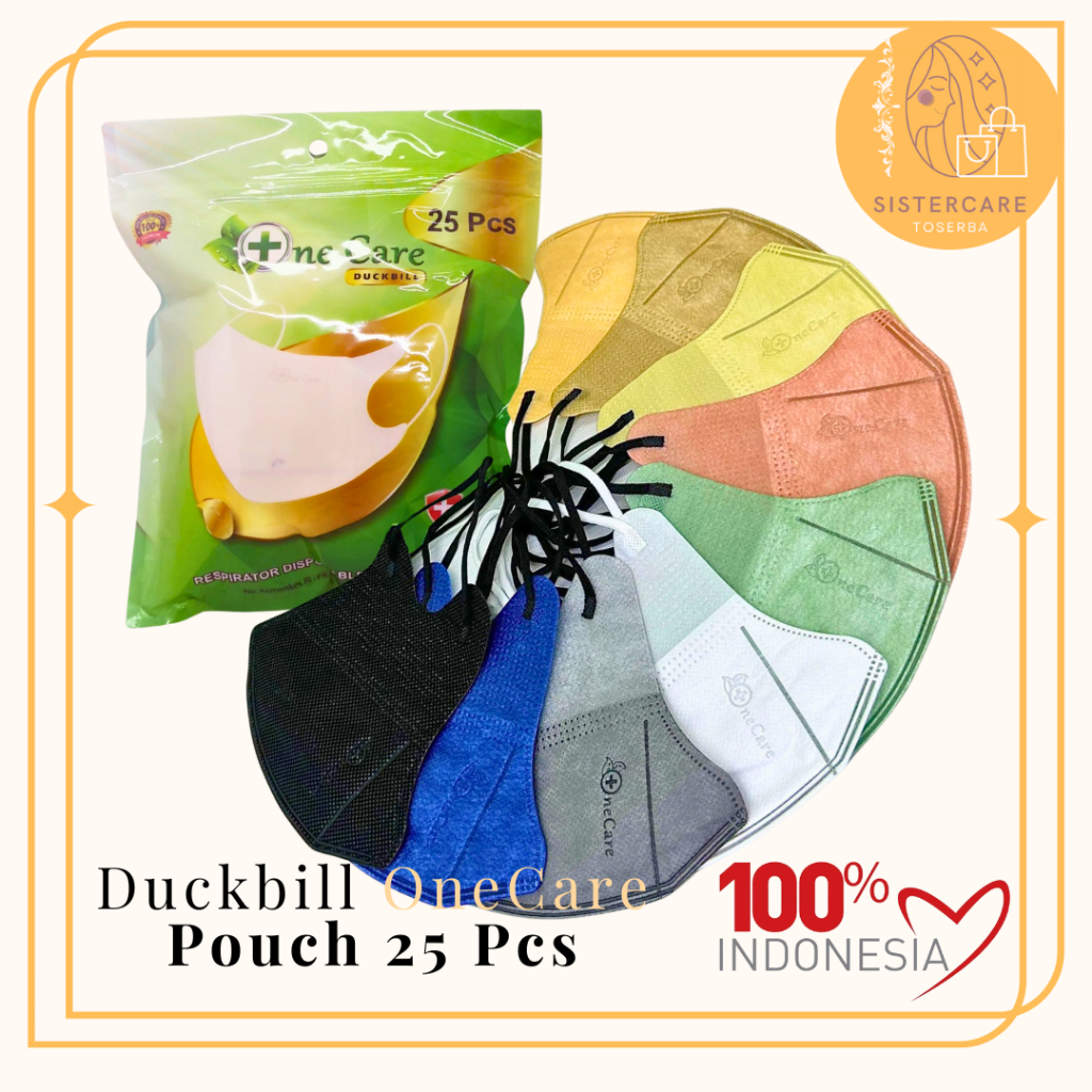 SISTERCARE Harga Grosir Masker Earloop DUCKBILL ONECARE Sachet isi 25pcs Disposable Face Mask 4ply