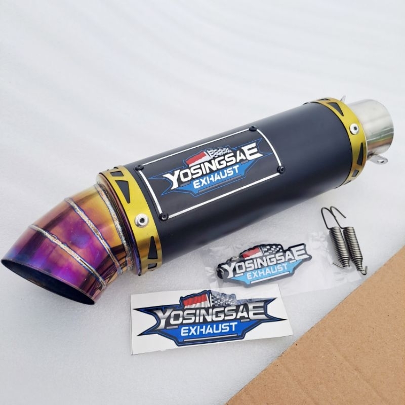 silencer knalpot bulat universal yosingsae exhaust/ silincer tabung bulat silincer coating/ silincer
