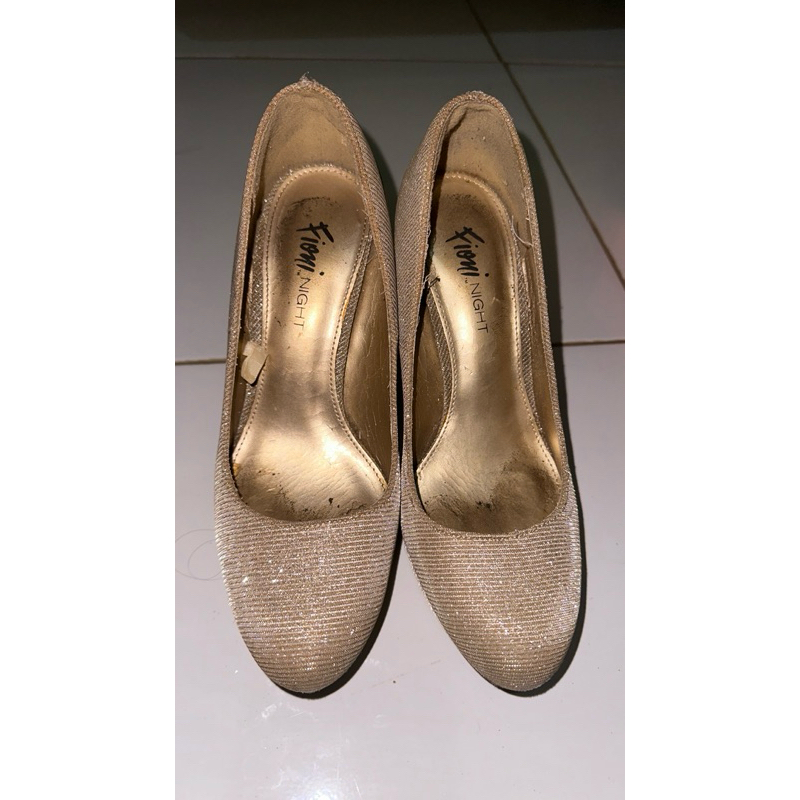 sepatu high heels fioni shimmer gold uk. 36