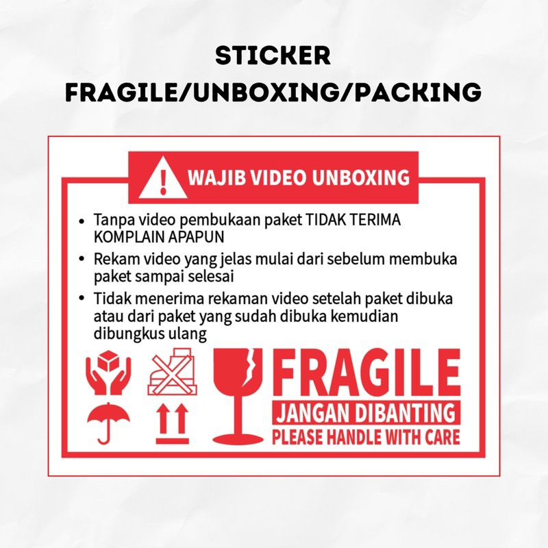 

STICKER UNBOXING/FRAGILE/PACKAGE BERKUALITAS TINGGI