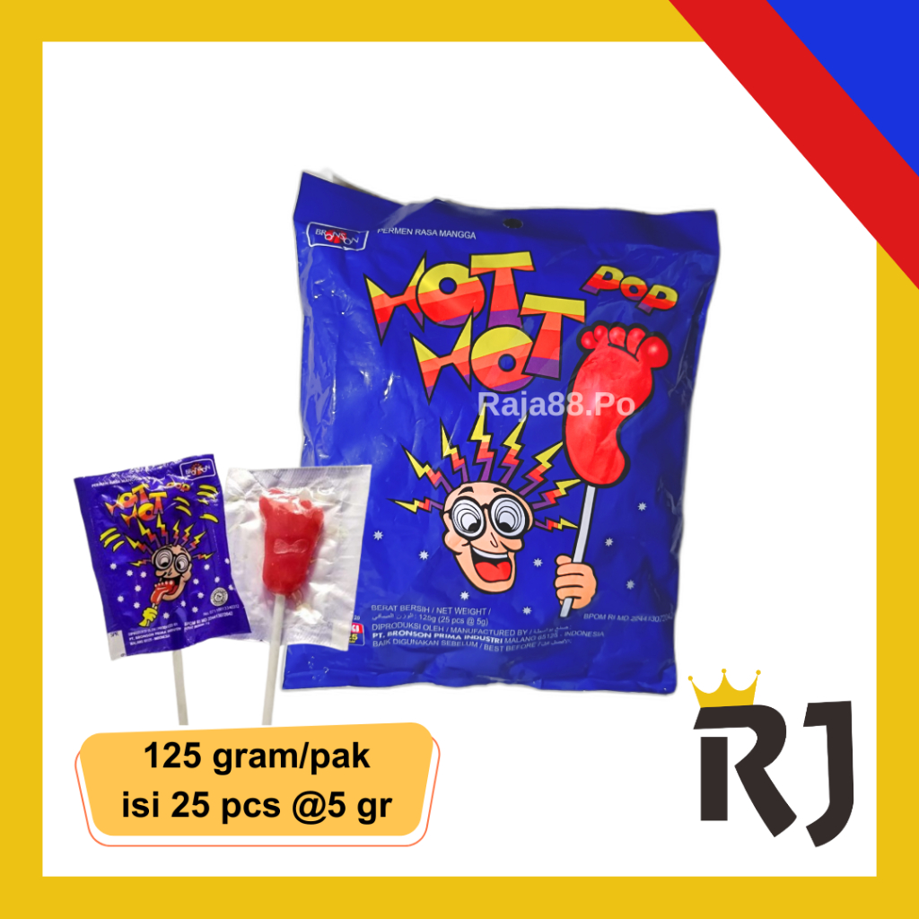 

Permen Kaki Hot Hot Pop 125 gram (isi 25 Pcs @5 gram) Permen Jadul Rasa Mangga