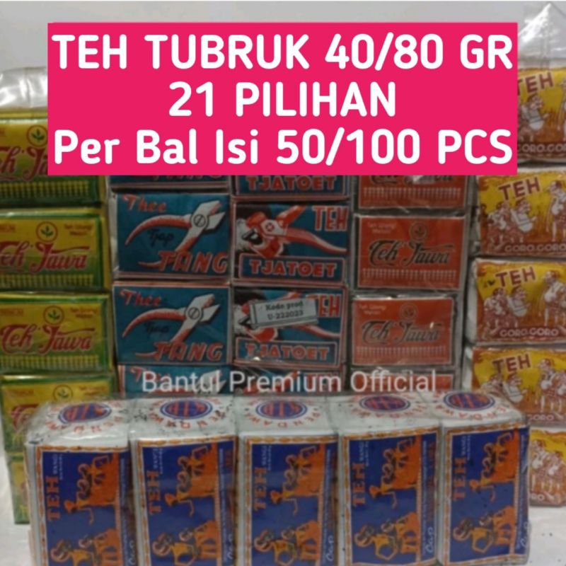 

21 Pilihan Teh Tubruk Kemasan per Bal isi 50 / 100 pcs | Teh Pendawa Lima Goro Goro Tjatoet 2 Tang Hijau Tang Biru Angon Pecut Cap Enak Sepeda Balap Jawa Tea Medali Serimpi Kepala Djenggot