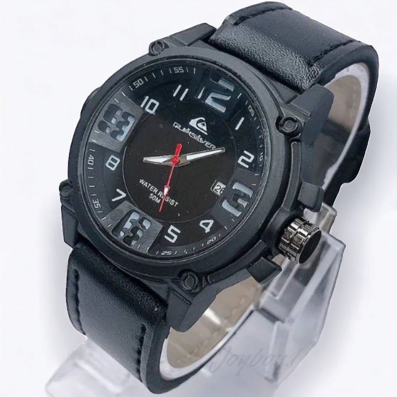 Jam tangan Quiksilver pria jam analog Quiksilver strap kulit tanggal aktif
