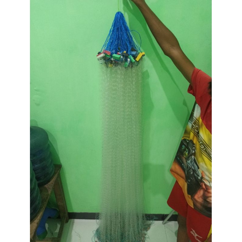 Jaring ikan siap pakai 2-4 jari 50meter senar 020mm