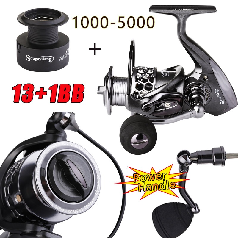 Sougayilang Reel Pancing 13 + 1BB alat pancing belut pancing Ringan aluminium ultra halus berputar r