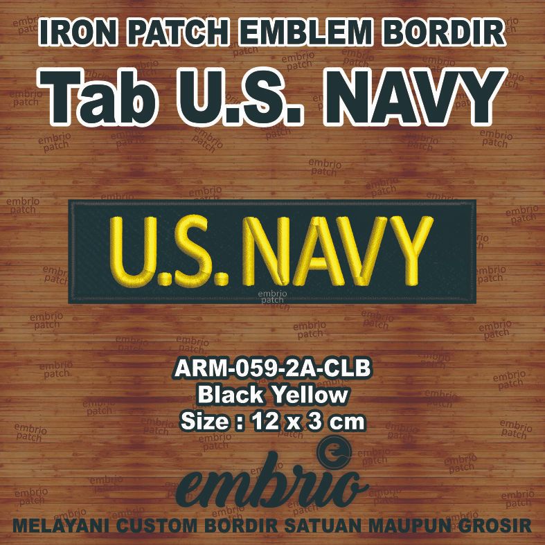 ARM-059-2A-CLB Patch US NAVY tab emblem bordir nametag us army - BYL Black Yellow