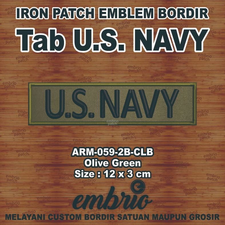 ARM-059-2B-CLB Patch US NAVY tab emblem bordir nametag us army - Olive