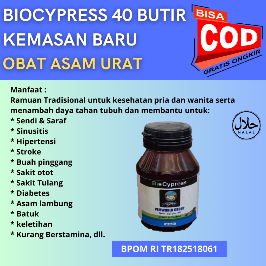 (BISA COD) KEMASAN BARU - Biocypress Original Obat Herbal Sakit Asam Urat isi 40 Butir Biocypress