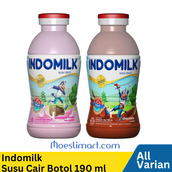 

Indomilk Susu Cair Botol 190 ml All Varian | Chocolate Strawberry Melon Vanila