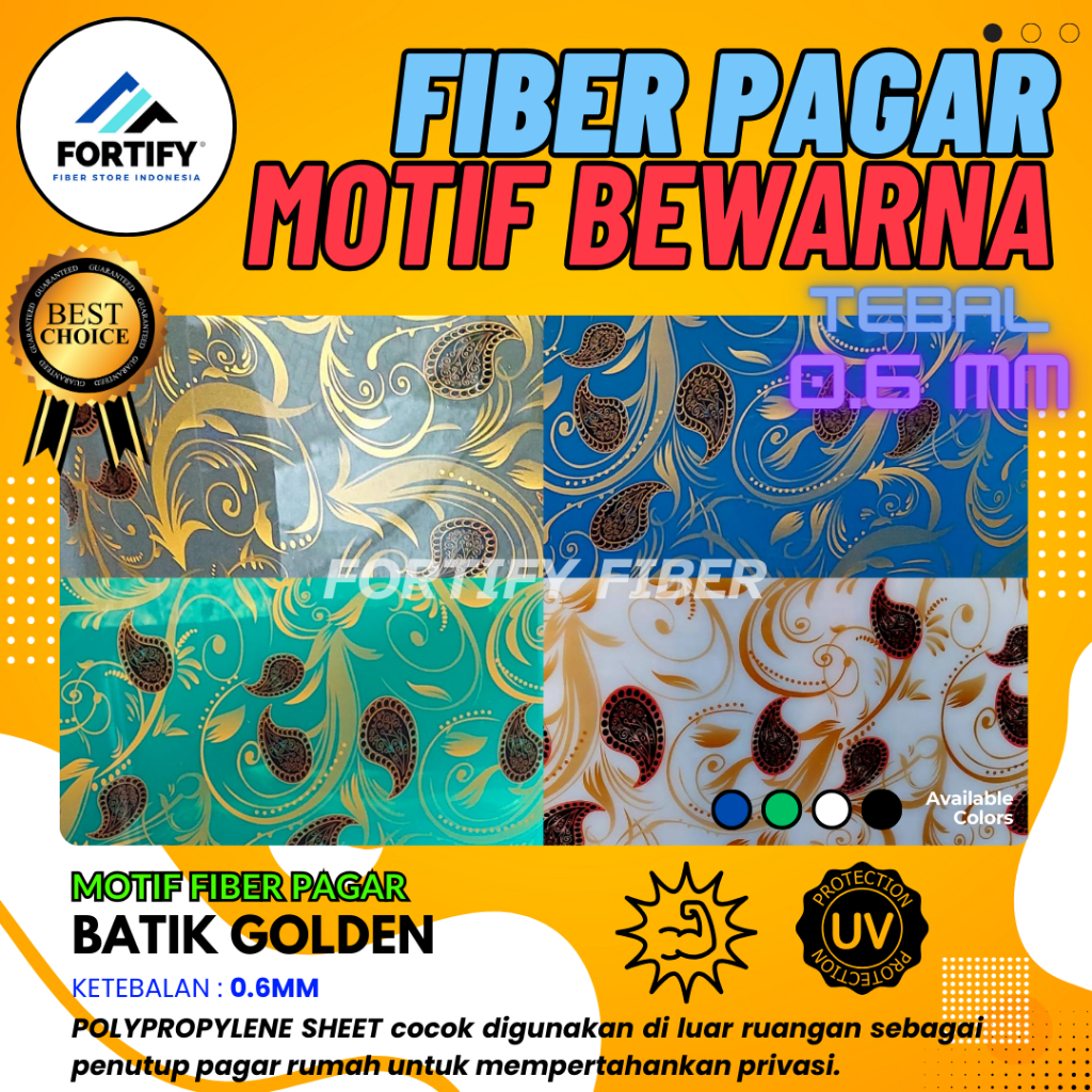 Fiber Plastik Penutup Pagar Rumah Motif BATIK GOLDEN