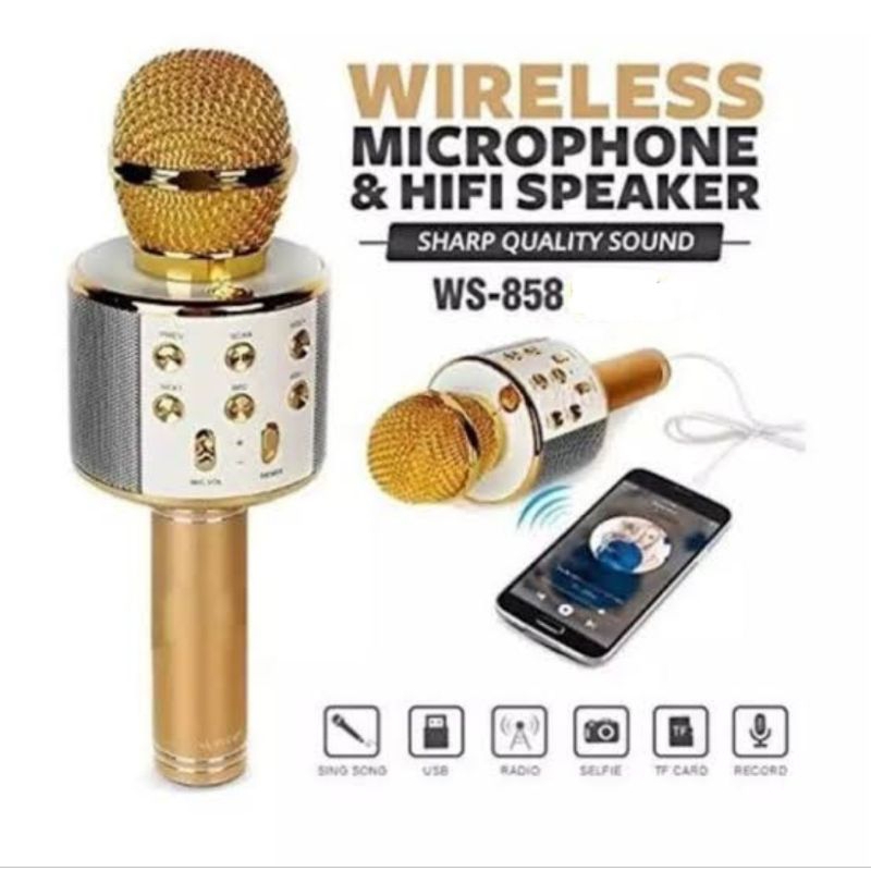 0WS 858 / 868 Speaker Mic Bluetooth Mic Karaoke  Microphone mic smule Murah Asesoris Elektronik Hp