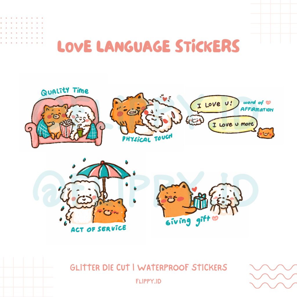 

Love Language Sticker Glitter Die Cut Waterproof by Flippy.id