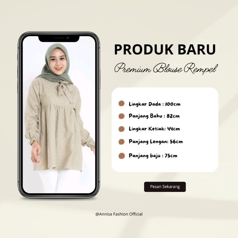 Annisa Fashion - Baju Wanita Premium Blouse Rempel Atasan Putih Wanita, Pakaian Casual Wanita.