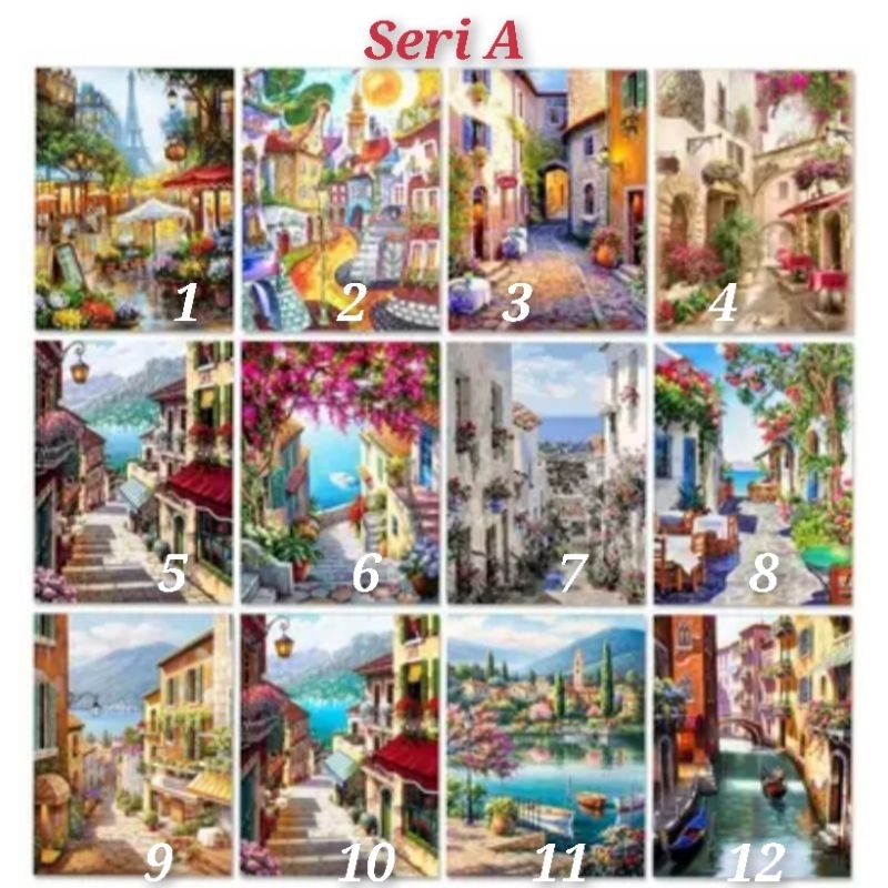 DIY Paket kristik pemandangan pantai laut eropa italia paris full cross stitch kit 14ct