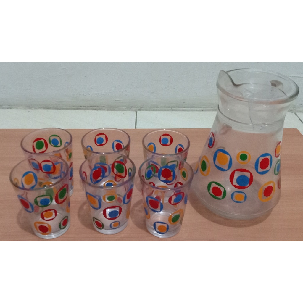 Kimglass kyros pitcher sets 7 motif antik mewah teko set / gelas set / peralatan minum set