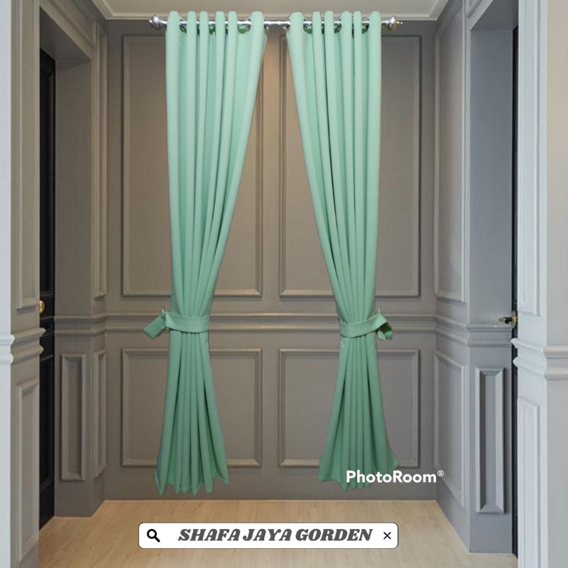 Gorden Jendela Warna Hijau Sage Polos Blackout 100% 6gelombang