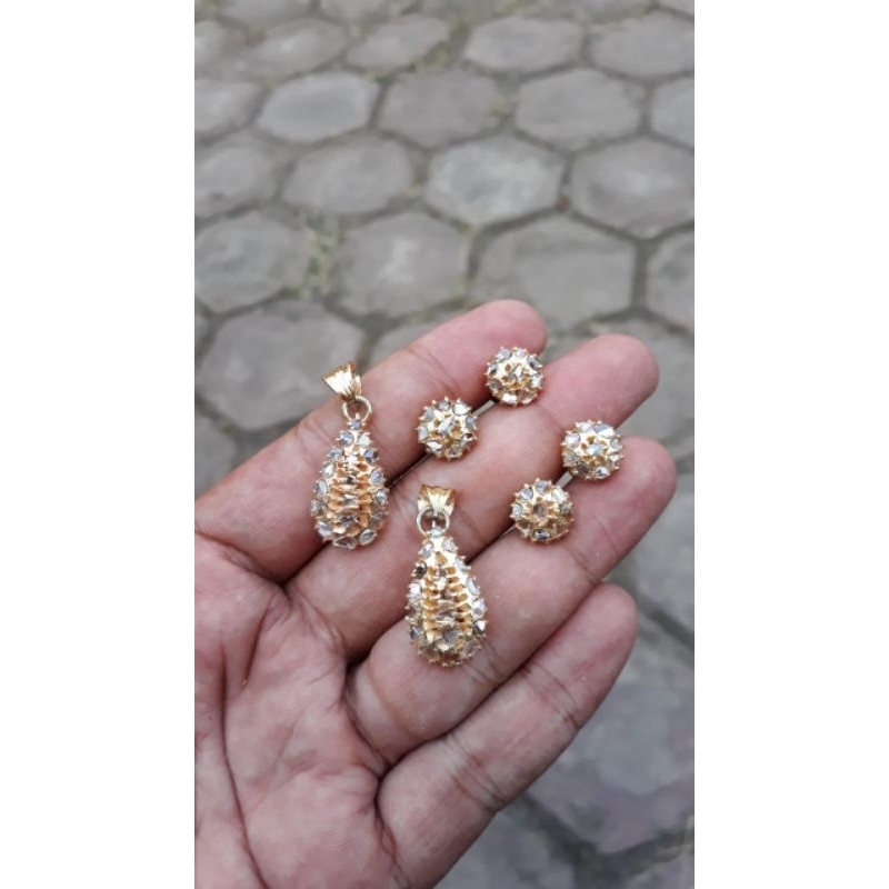 1set liontin+giwang intan ring perak headmade
