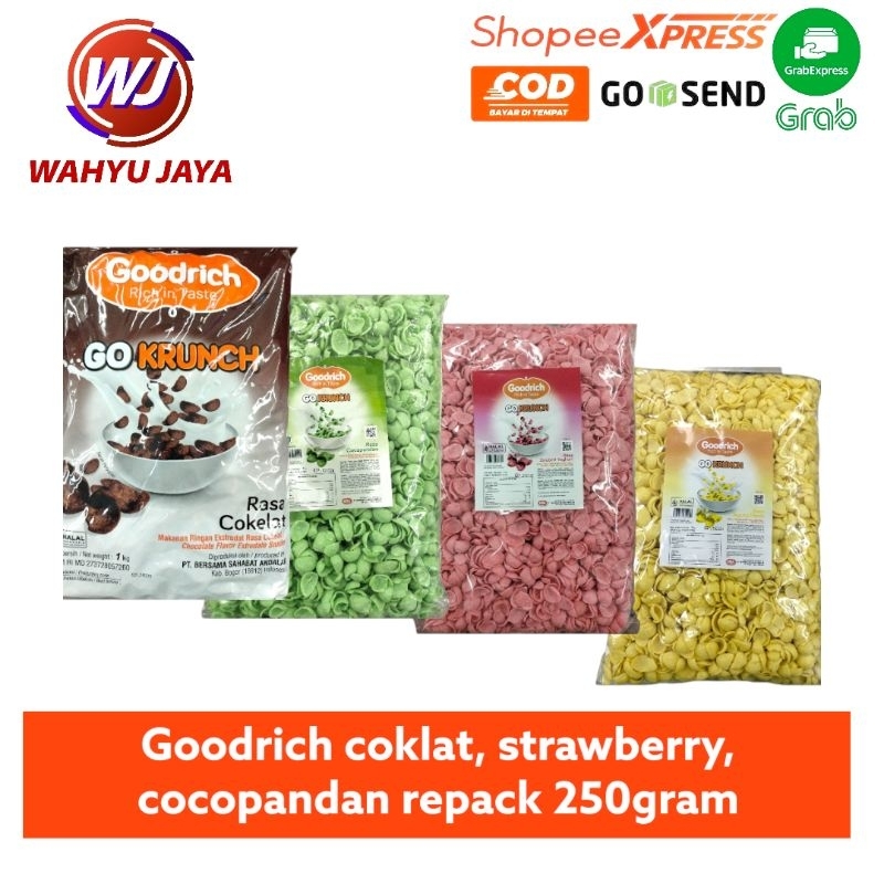 

Goodrich strawberry, coklat, cocopandan,jagung manis REPACK 250gram