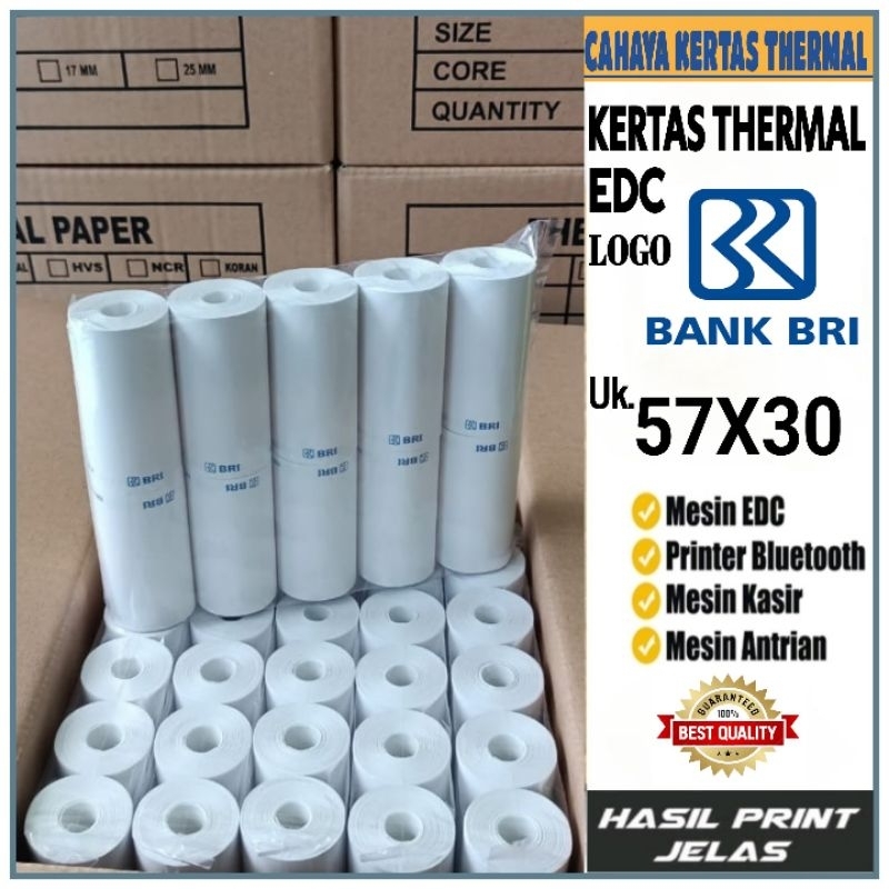 

10 ROll KERTAS THERMAL EDC LOGO BANK BRI -COCOK UNTU PARA AGEN BRILINK