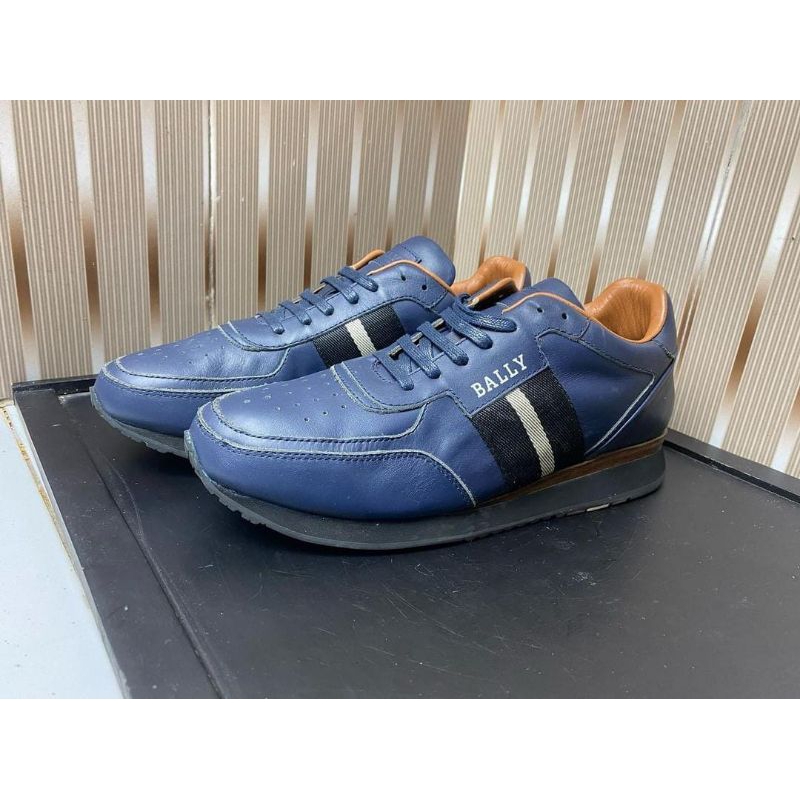 bally sneaker shoes mirror quality sepatu kets kulit asli blue