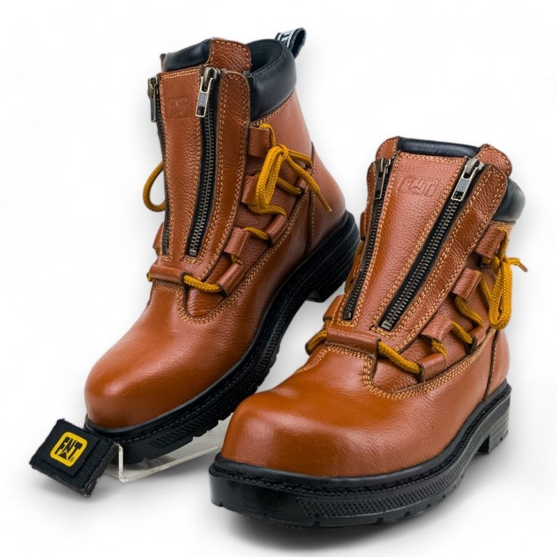 Sepatu Pria Boots Safety Kulit Fintoni Steel Toe 6904
