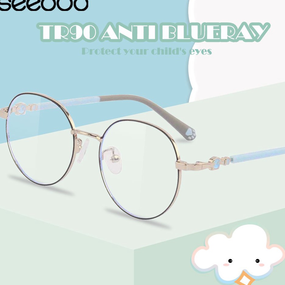 Promo Sekarang  Seeouo Kacamata Anak Antiradiasi Blueray TVGadget Model Oval TR9Silicon Ringan Bisa 
