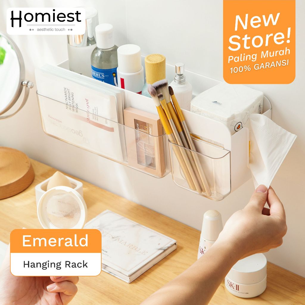 Homiest - Emerald Hanging Rack / Rak Gantung Tempel / Rak Penyimpanan Barang Skincare  Makeup ATK Or