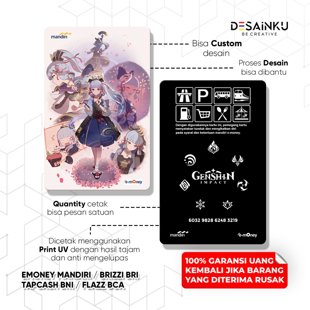Emoney Genshin Impact / Anime / Game / E-Toll Custom / Flazz / Tap cash / BRIZZI