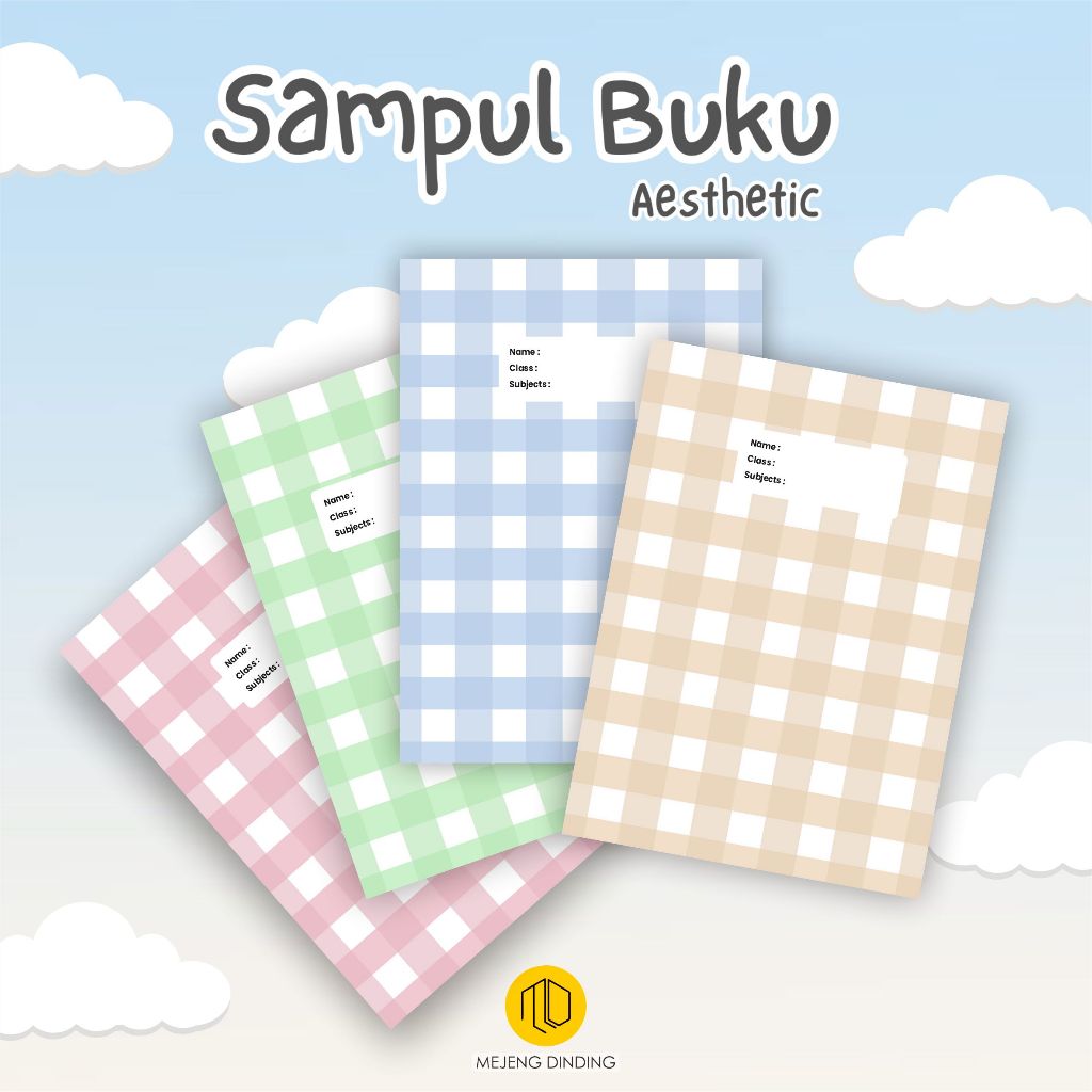 SAMPUL BUKU AESTHETIC ISI 10 PCS / SAMPUL BUKU MOTIF KOTAK KOTAK / SAMPUL BUKU BOOK COVER A5/B5 / Sa
