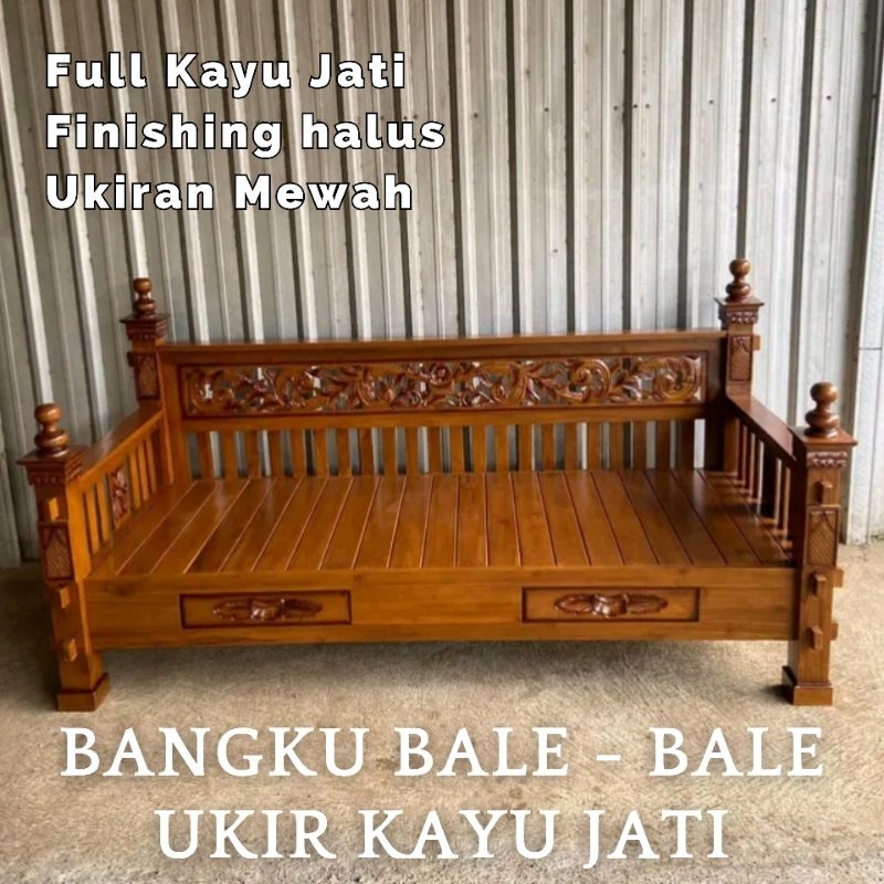 bangku bale bale ukir jati jepara / bale bale rahwana / bangku besar jati