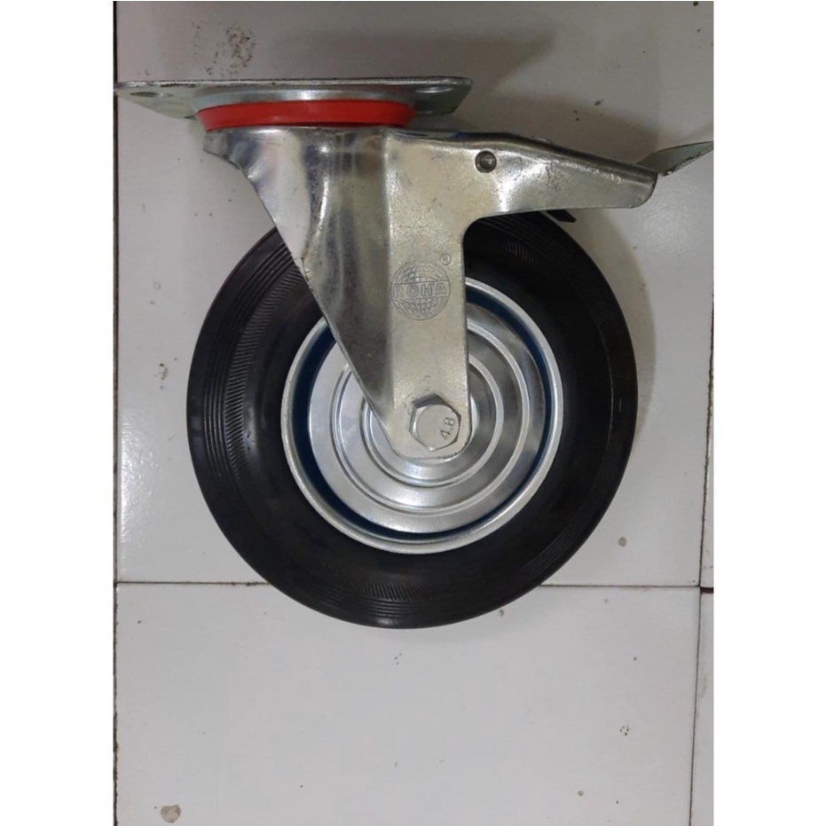 Roda Troli 8" Hidup Rem Roda Karet 8 inch Roda Etalase Roda Gerobak