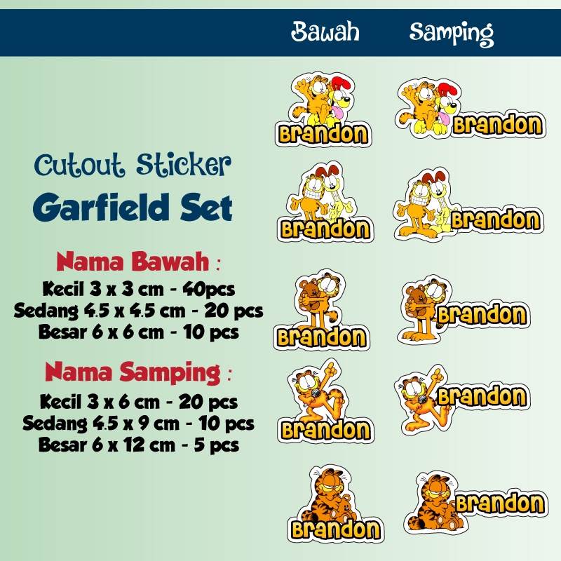 

sticker nama cutout garfield