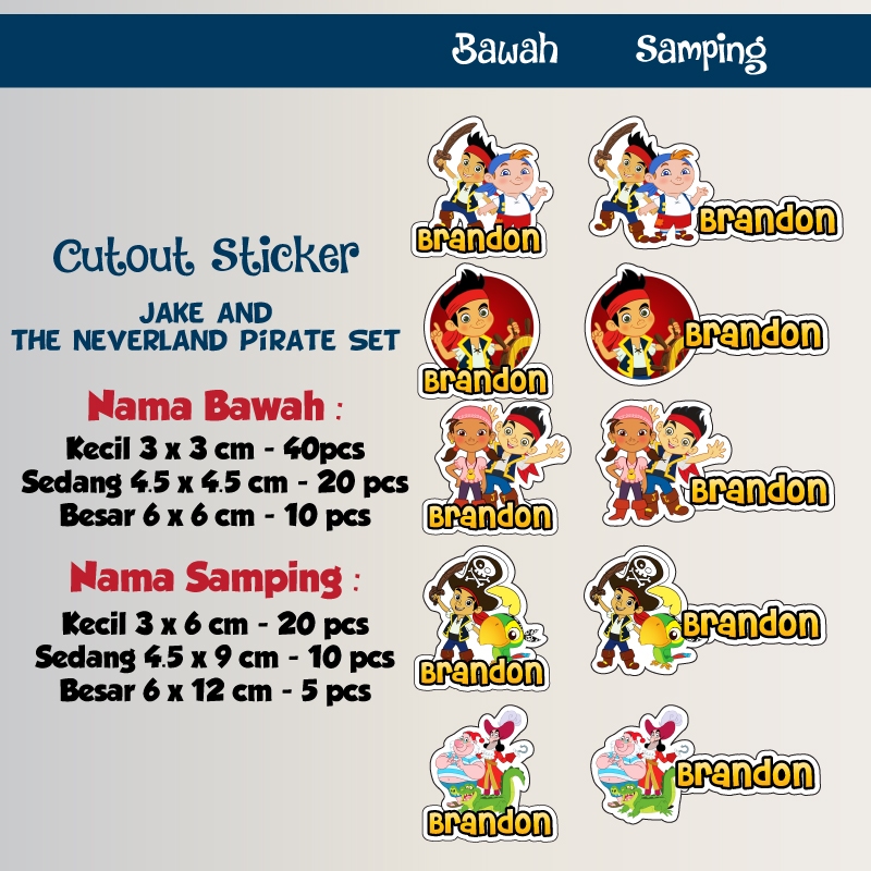 

sticker nama cutout jake and neverland pirates
