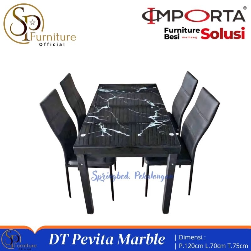 Meja Makan Importa Tenpered glass 4 kursi / Set Meja Makan Kaca dan Kursi Minimalis Termurah Tegal B