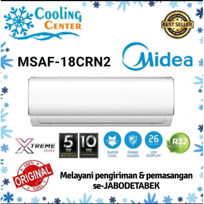 AC MIDEA 2 PK MSAF 18 CRN2 + PASANG INSTALASI AC MIDEA 2PK MSAF 18 CRN2